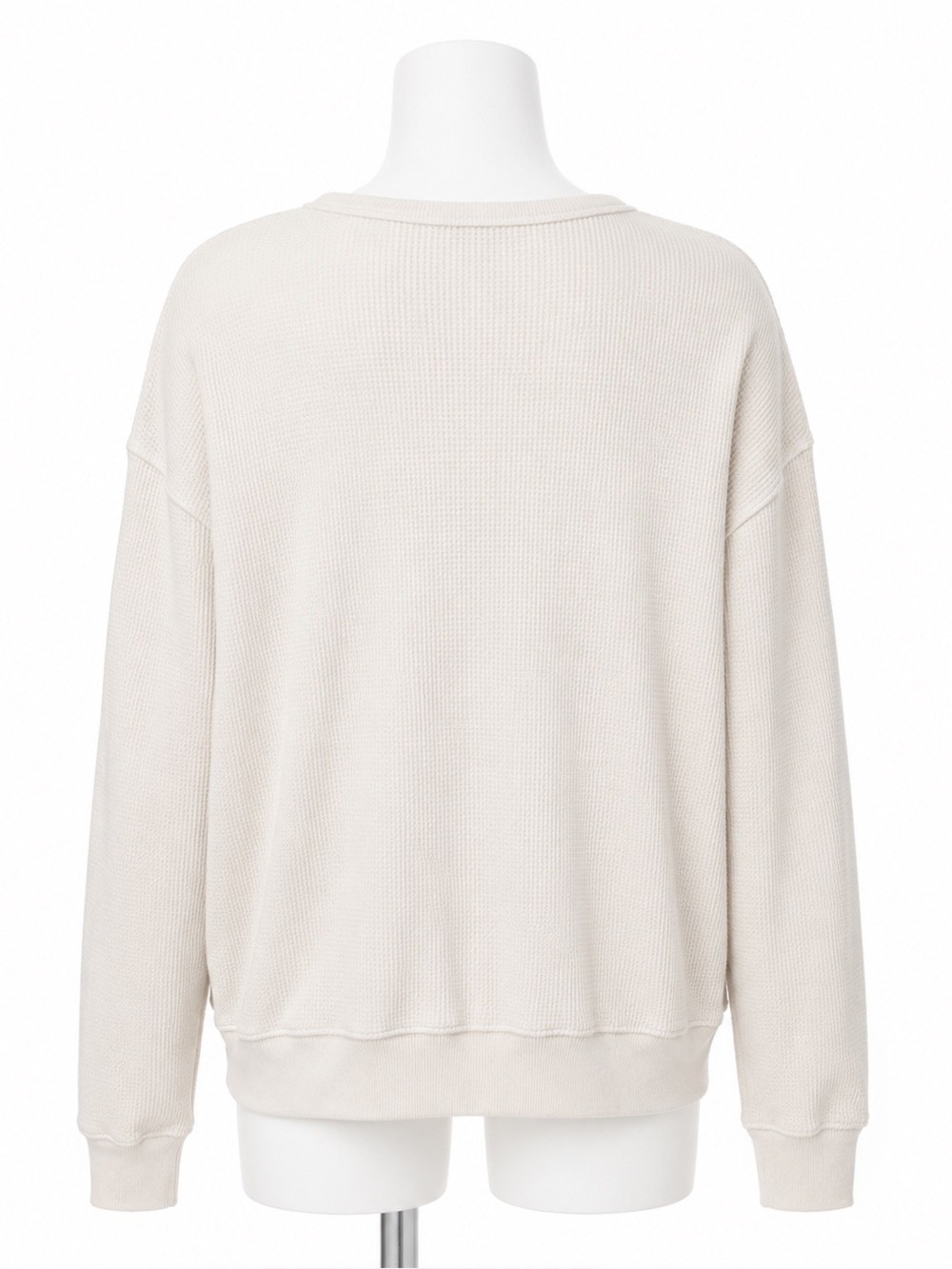 Aritzia Babaton Ivory Waffle Knit Button Front Cardigan Thermal Sweater Size L - Picture 2 of 7